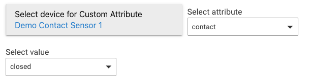 Screenshot of Custom Attribute selection in Room Lighting for contact sensor