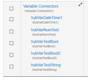 Screenshot: Variable connector device list