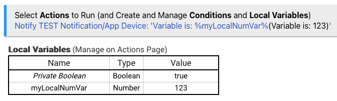 Rule with number variable in notification