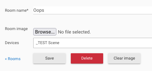 Screenshot of Delete button in room
