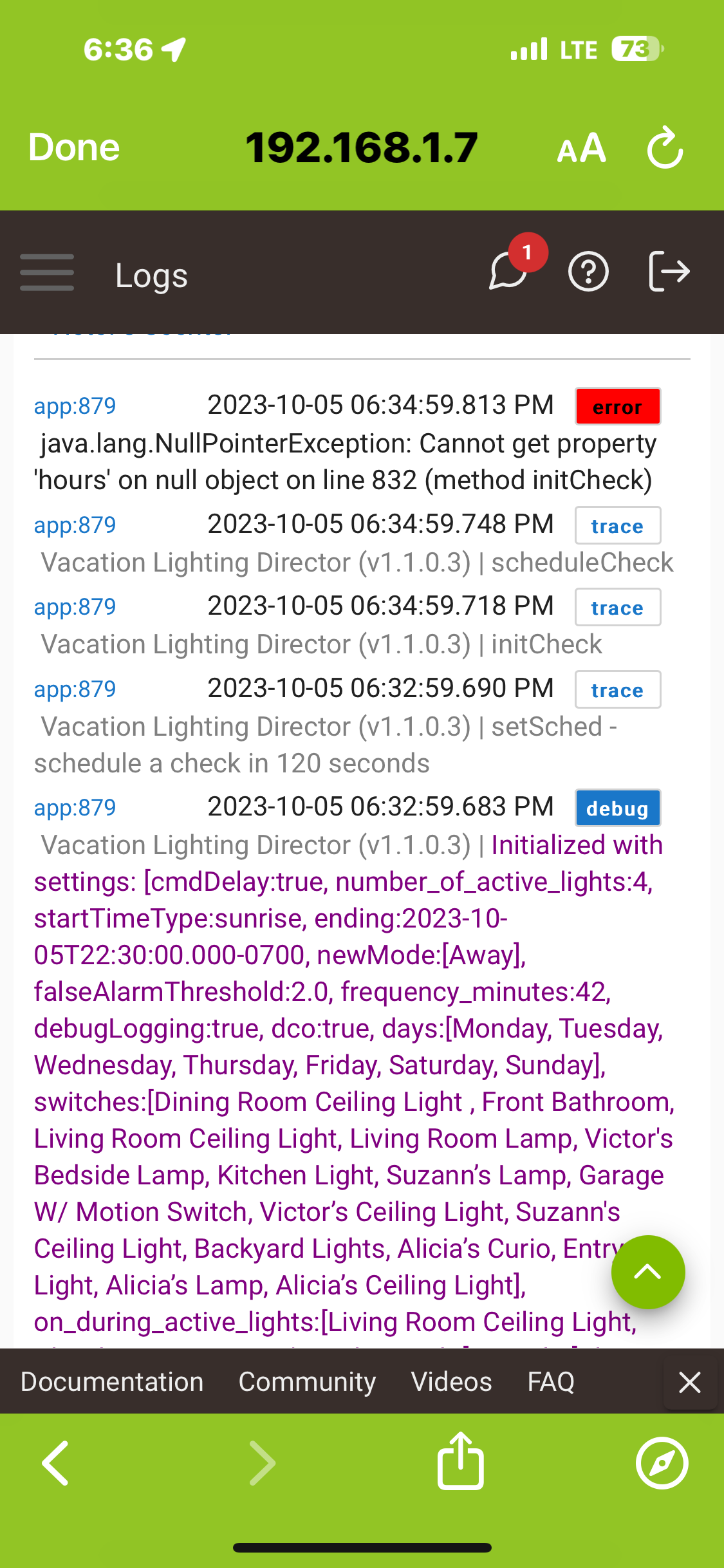 Vacation Lighting Director Issue ⚙️ Custom Apps and Drivers Hubitat
