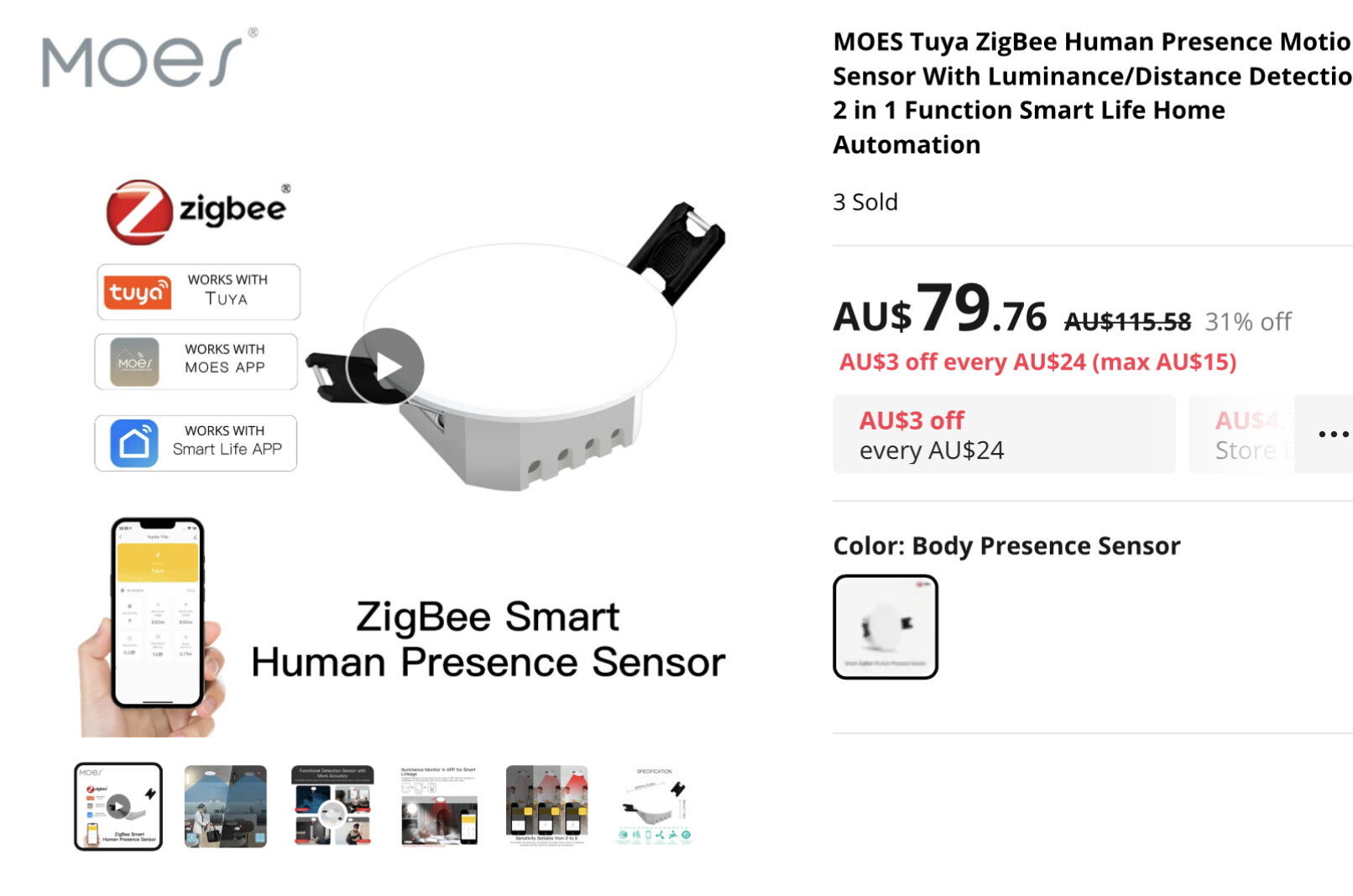 ZigBee Sensor To Detect Human PresenceTuya Mini Radar Wave Detection – MOES