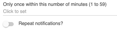 "Only once within this number of minutes (1-59), click to set" screenshot