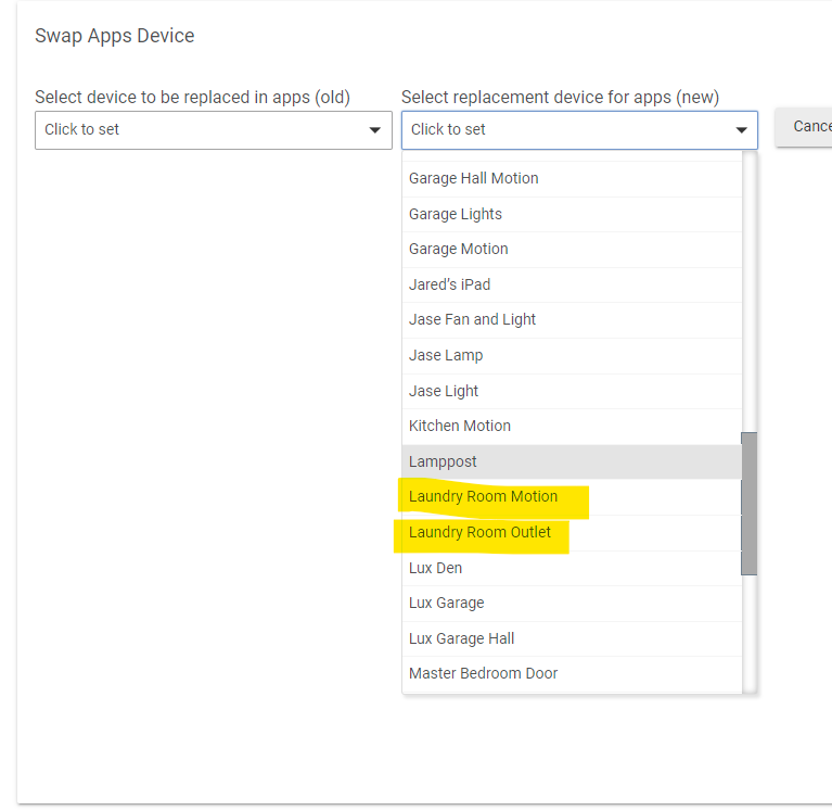 Lutron Dimmers/Switches and the Swap Apps Device menu 🛎️ Get Help