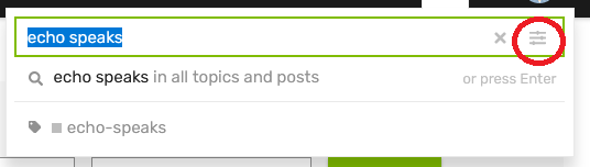 Screenshot: Advanced Search icon in right of search box
