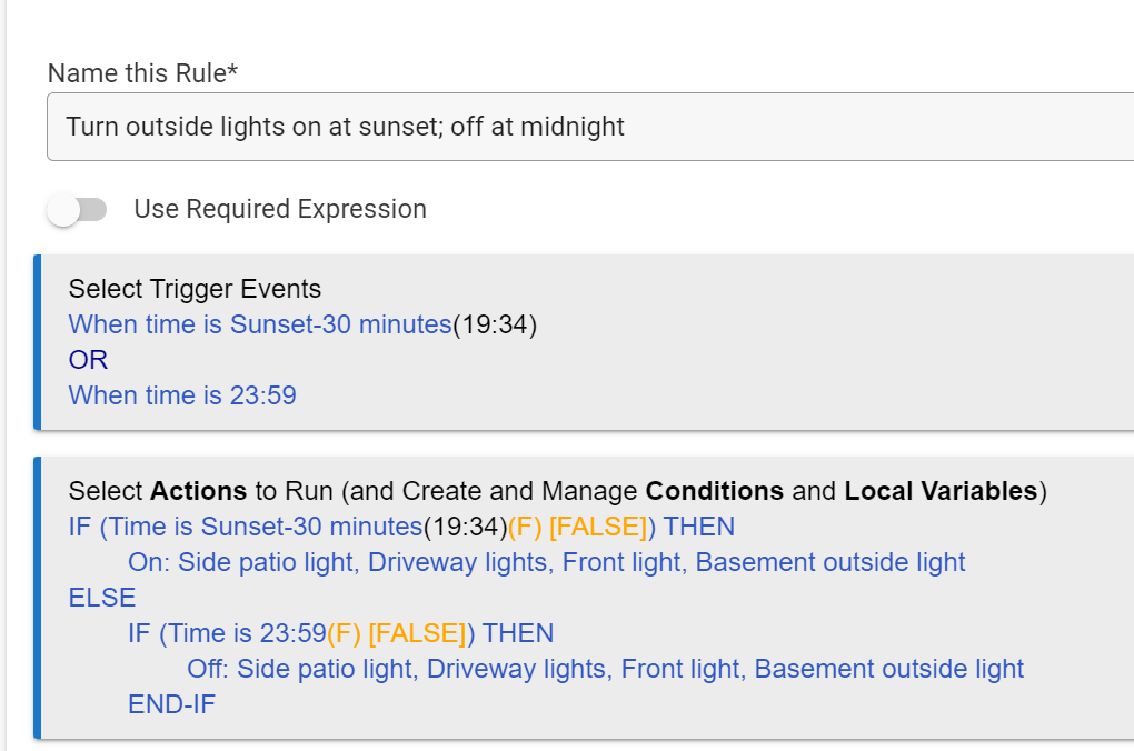 Basic Rule Error - Sunrise Action Error on GE Outdoor Switch - Basic Rules  - Hubitat