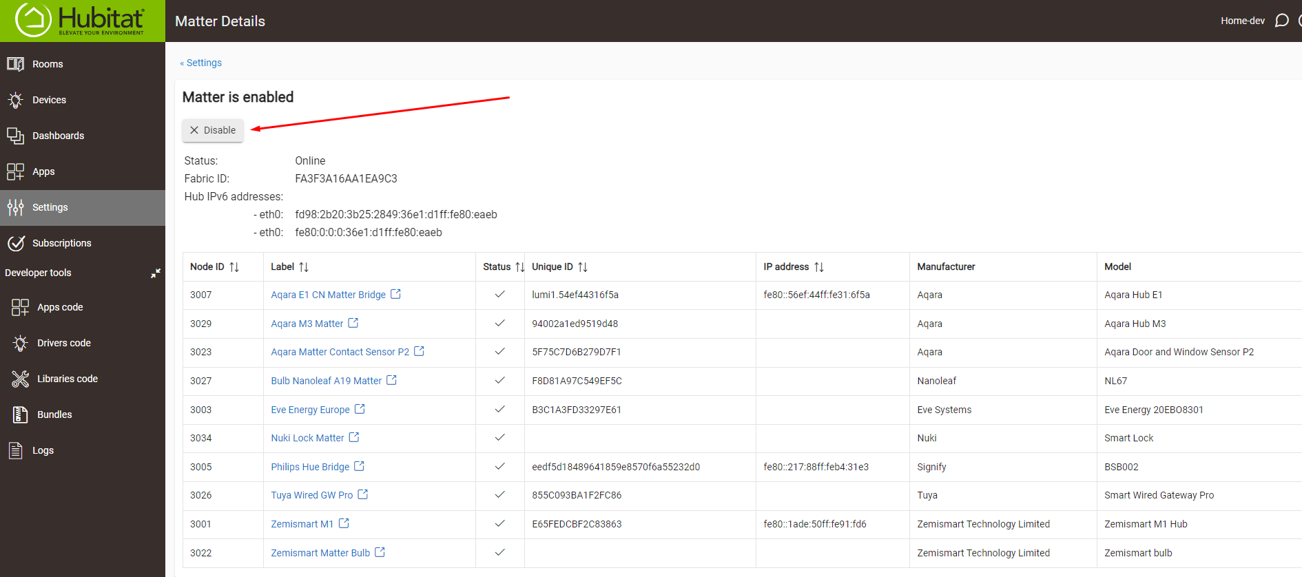 Matter Integration stopping working - Get Help - Hubitat